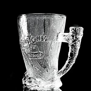 Clear Glass Mug with Embossed Design
